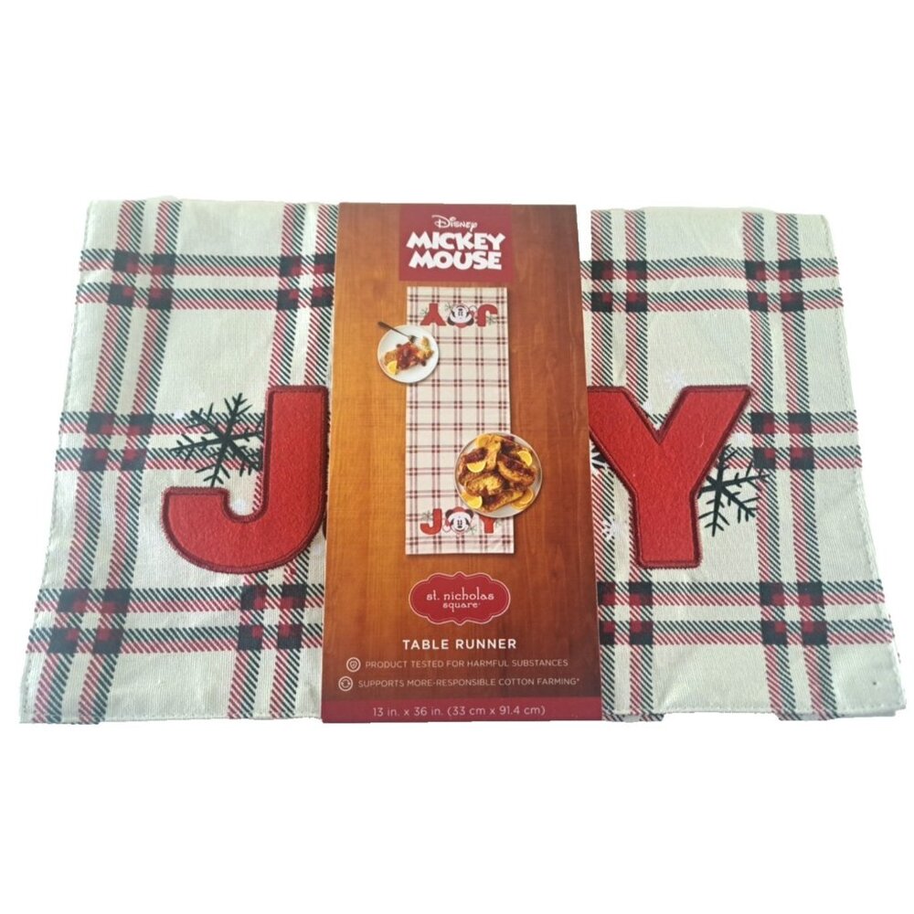 NEW St Nicholas Square Disney Mickey Mouse Table Runner NWT Cotton 13x36